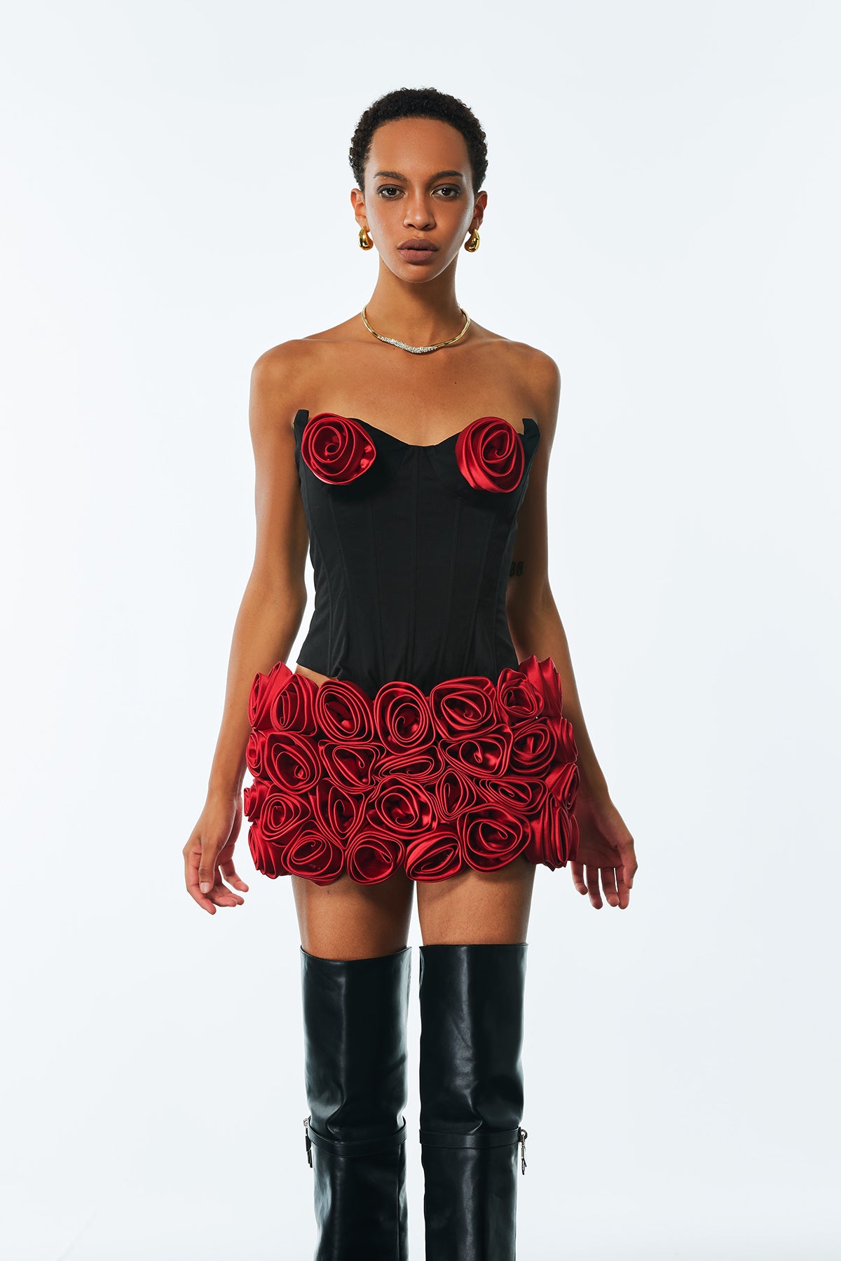 Aloisia Strapless Corset Flower Skirt Set