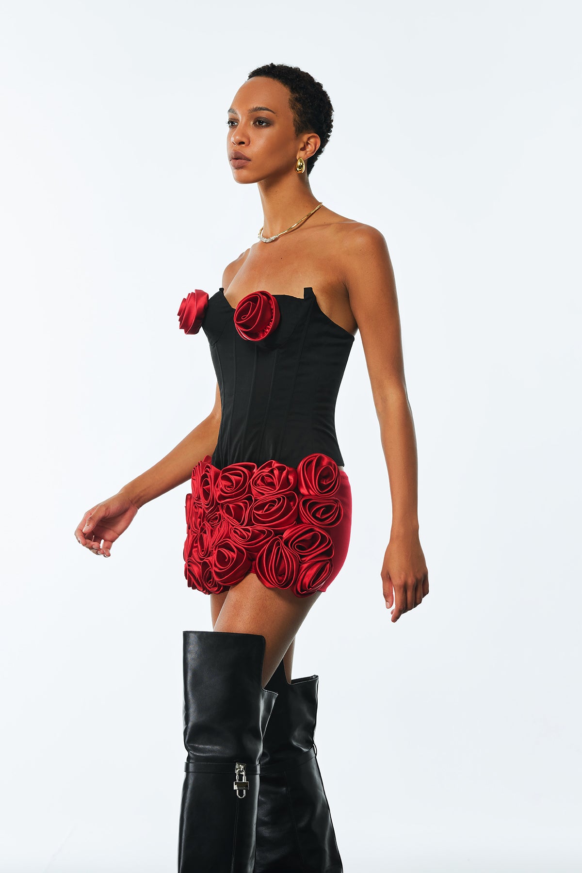 Aloisia Strapless Corset Flower Skirt Set