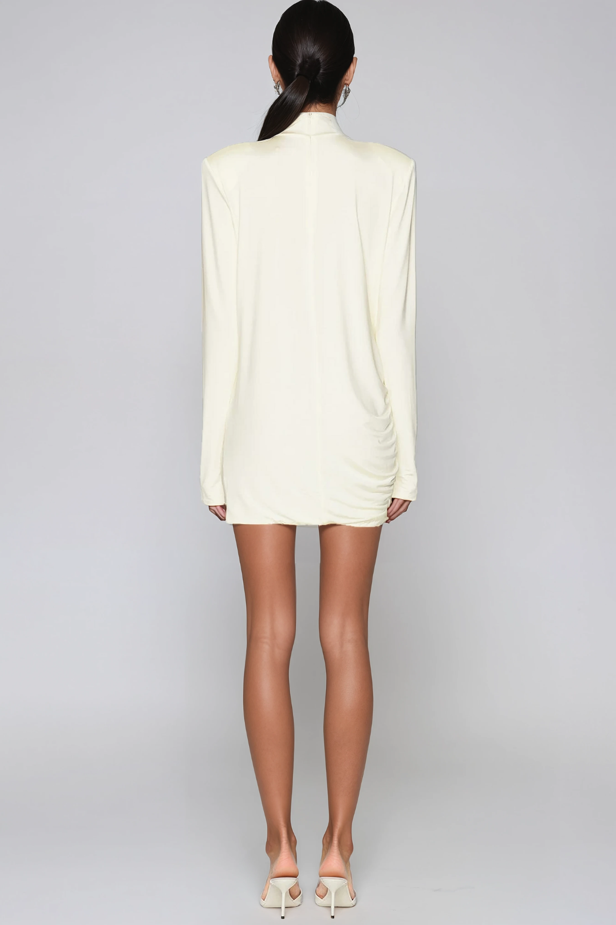 Alphonsus Long Sleeve Ruch Asymmetric Mini Dress