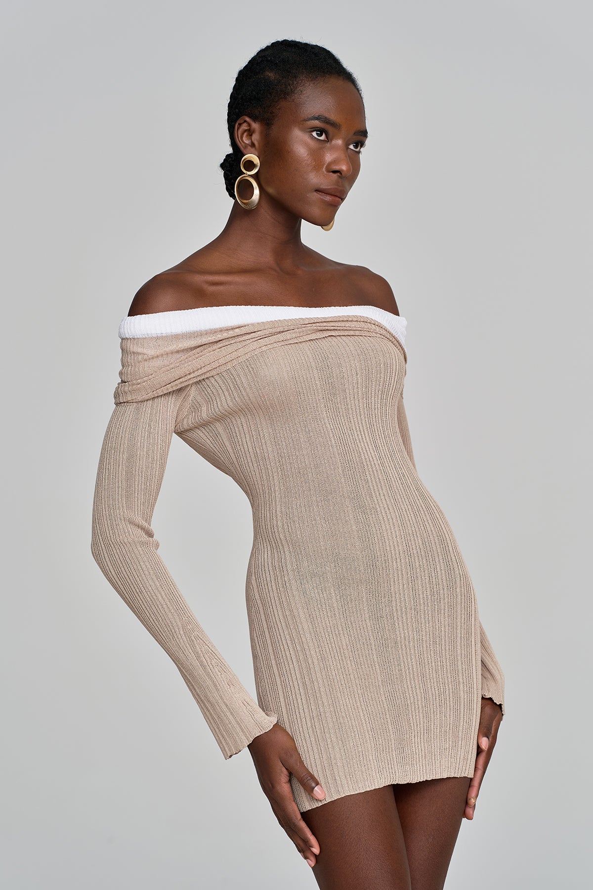 Althea Off Shoulder Hayley Knit Mini Dress
