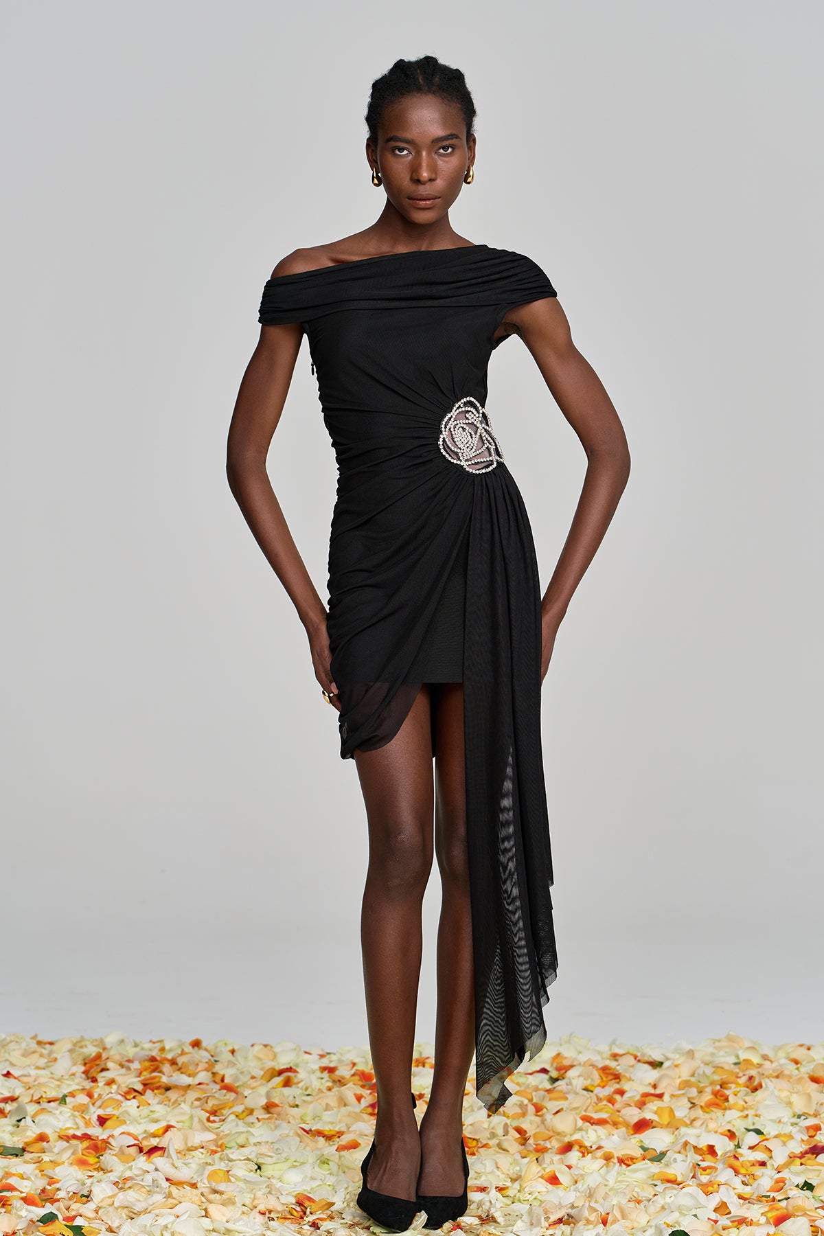 Alvina Ruch Asymmetric Flower Mini Dress