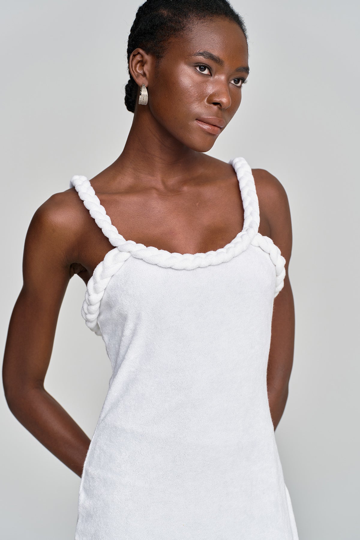 Alvis Bodycon Fringe Twist Knit Maxi Dress