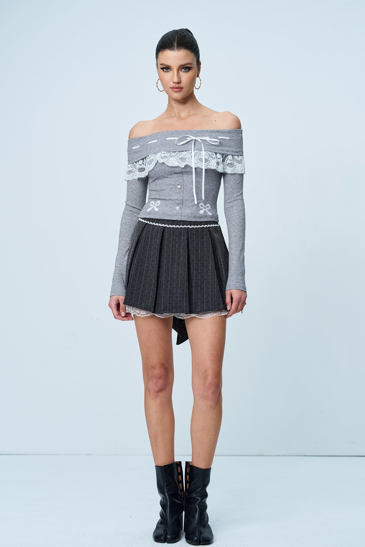 Alyshea Bow Ruffle Lace Skirt