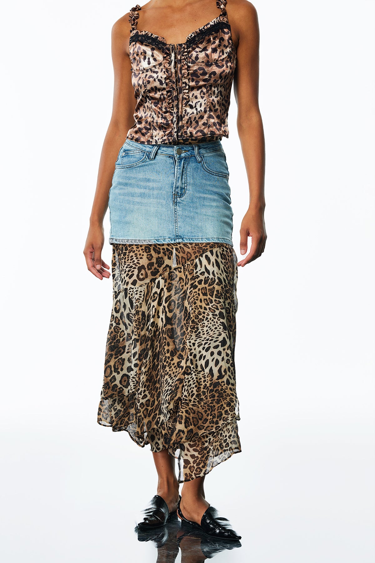 Amalfrida Deconstruct Ruffle Denim Skirt