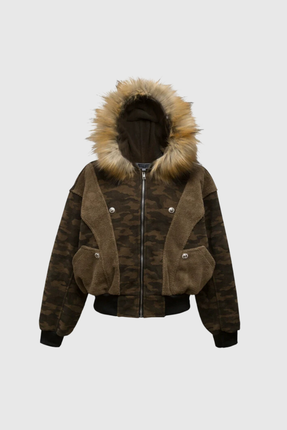 Ambler Camouflage Print Hooded Jacket In Brown