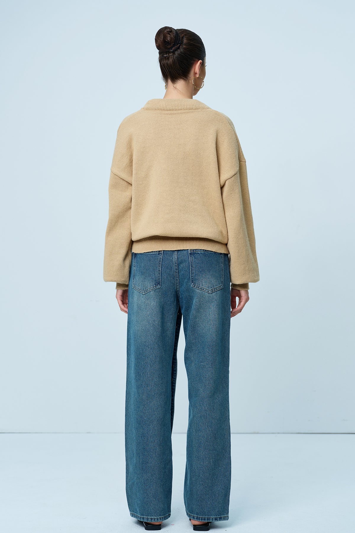 Ambra Plunge Long Sleeve Knit Top