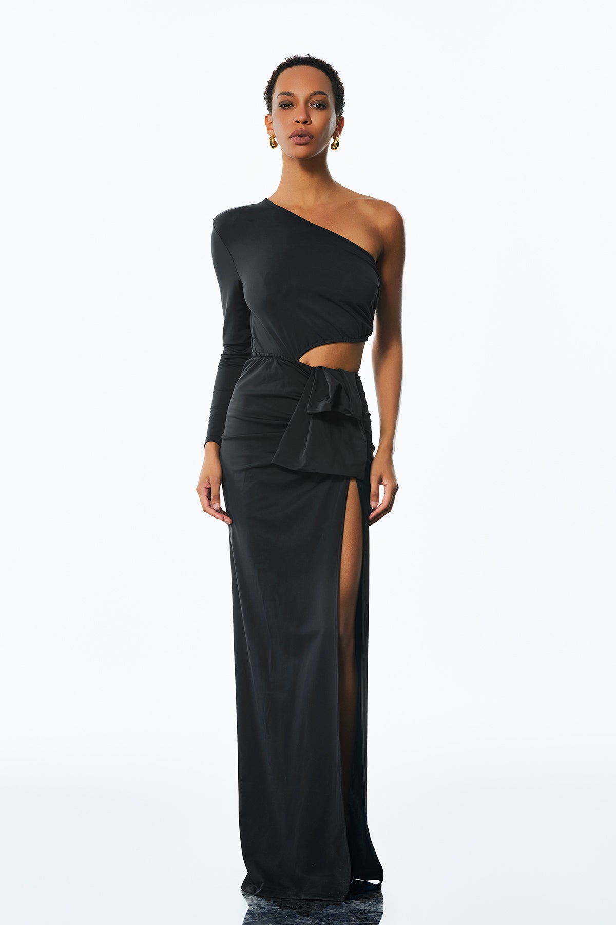 Ambrose One Shouder Ruch Cutout Maxi Dress