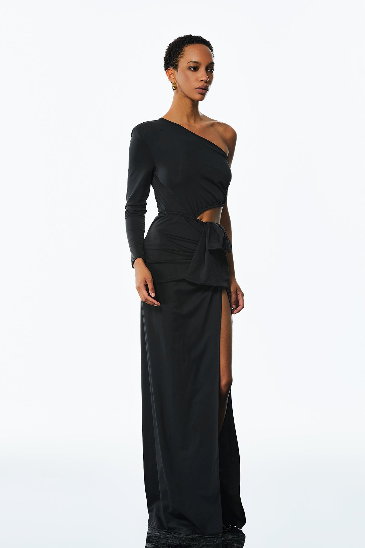 Ambrose One Shouder Ruch Cutout Maxi Dress