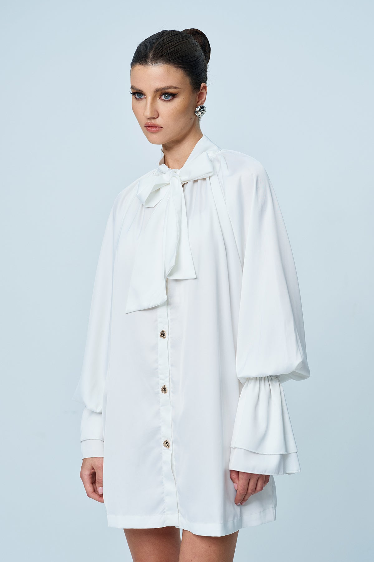 Amethyst Ruffle Bow Lace Up Shirt