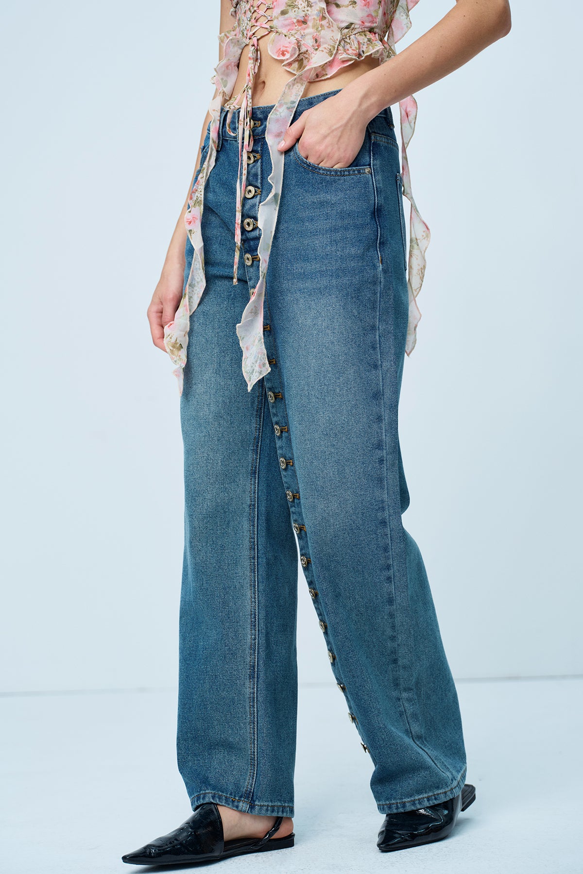 Amias Deconstruct Button Jeans