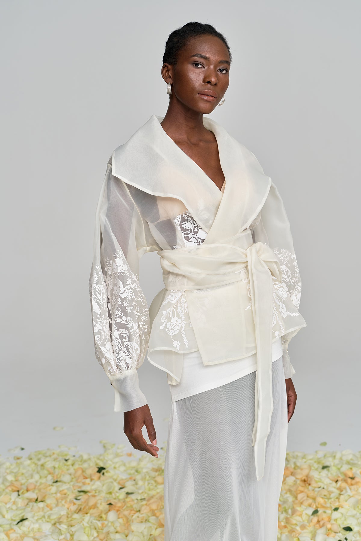 Amil Lace Up Floral Lapel Shirt