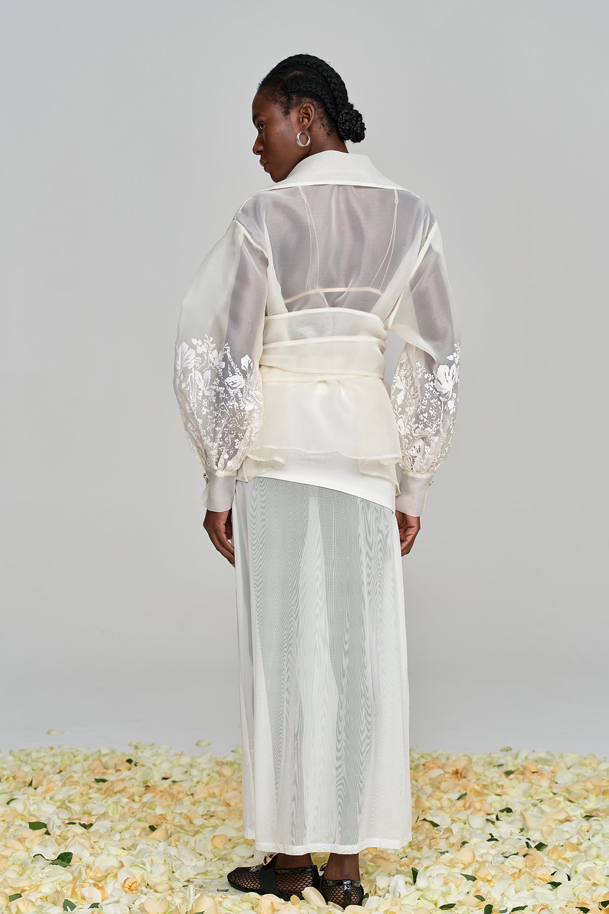 Amil Lace Up Floral Lapel Shirt