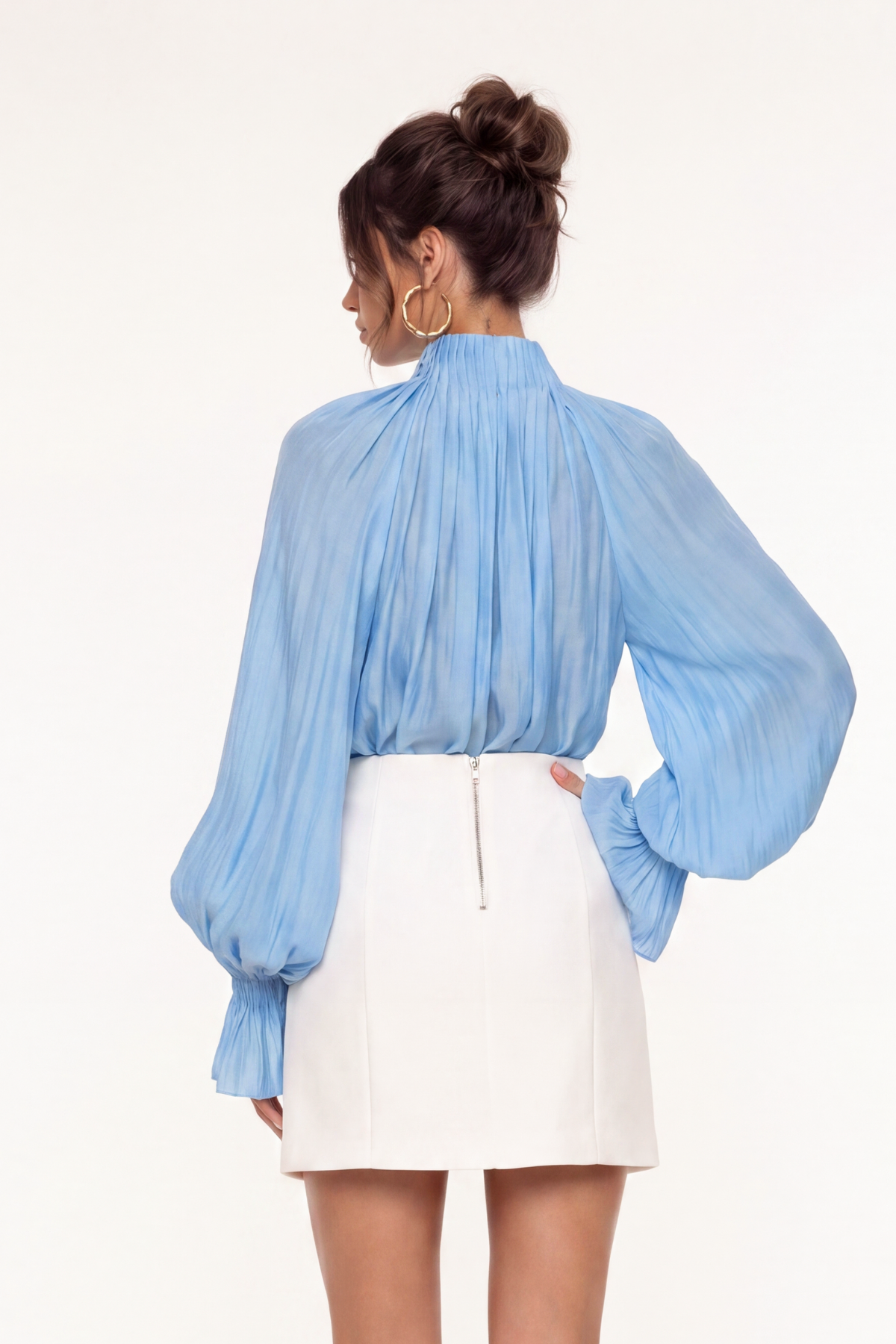 Aminah Balloon Sleeve Draped Skirt Set