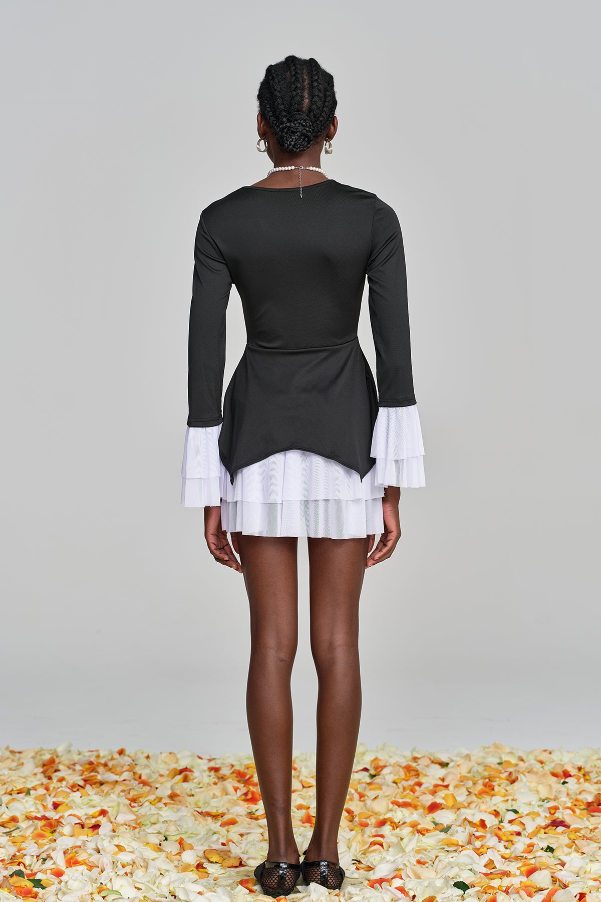 Amisquew Asymmetric Ruffle V Neck Mini Dress