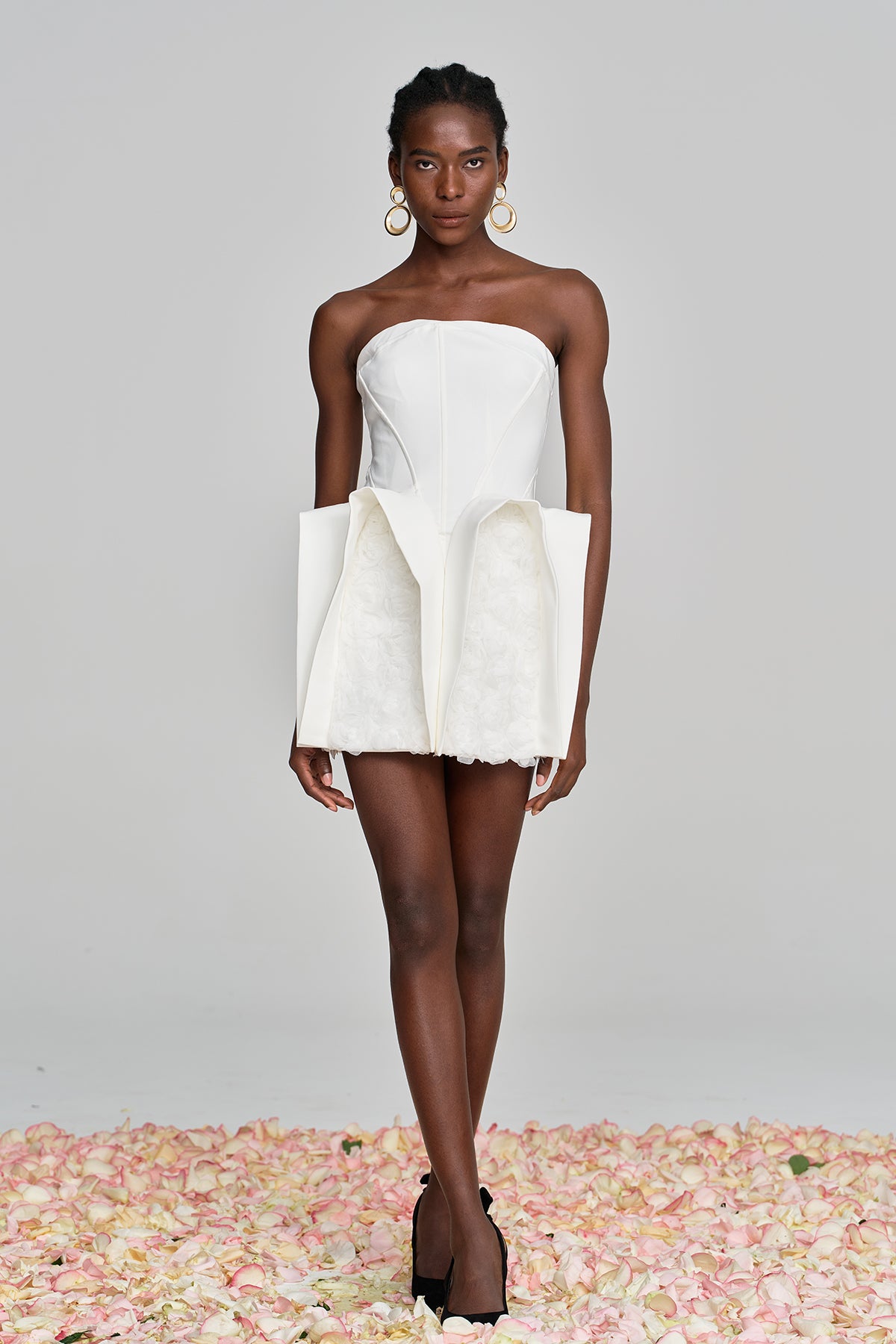 Amma Strapless Deconstruct Flower Mini Dress