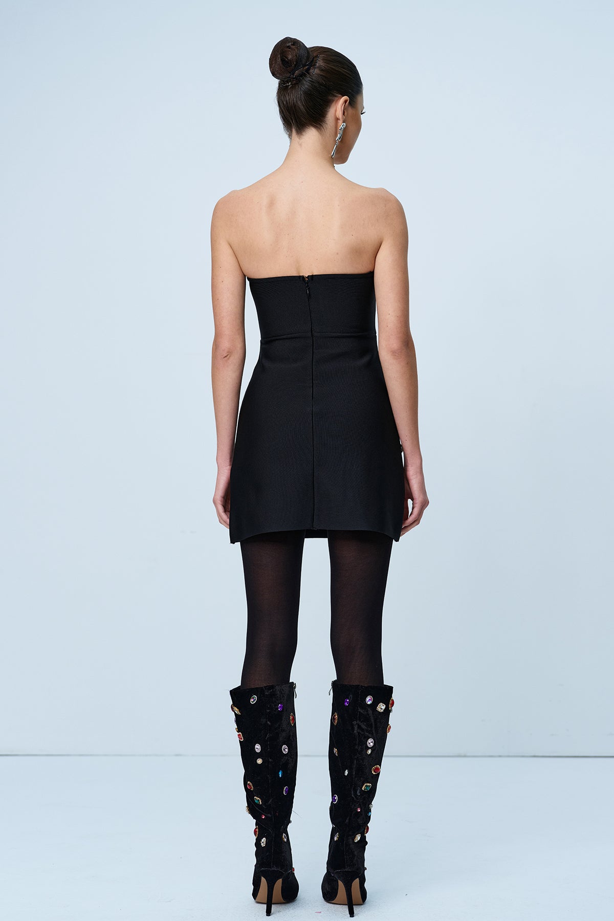 Amna Strapless Rhinestone Bodycon Mini Dress