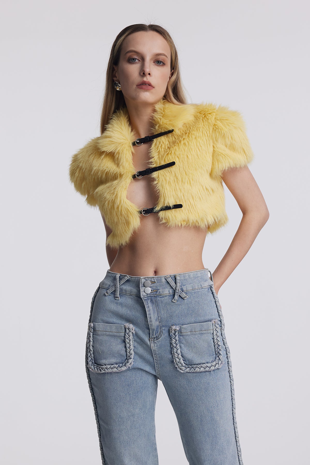 トップス IMMUNE faux fur camisole Amazon.com: Erinaco Women Fuzzy Fluffy Spaghetti Strap Crop Top
