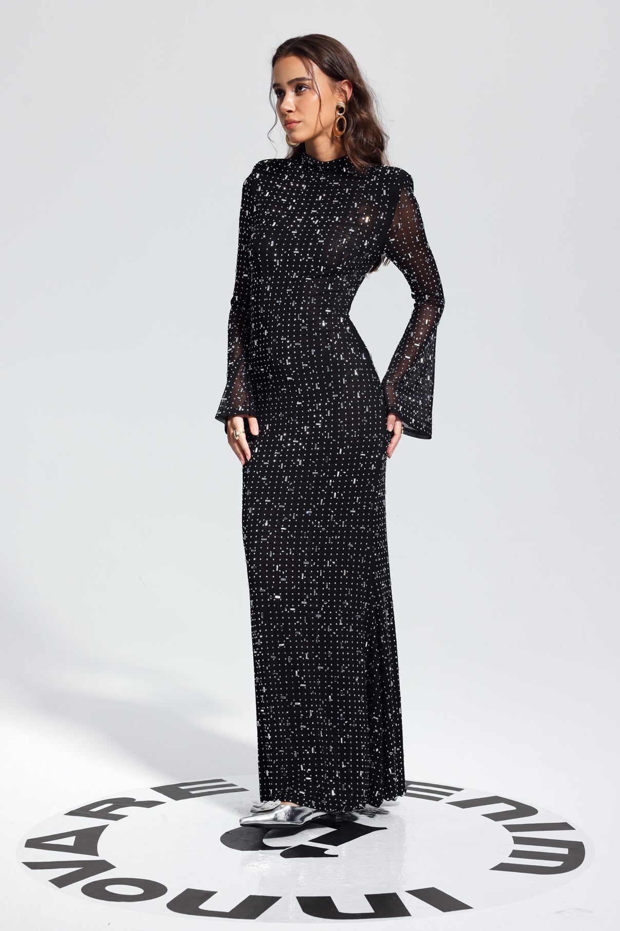 Andie Rhinestone Bodycon Long Sleeves Maxi Dress – Innovare Denim