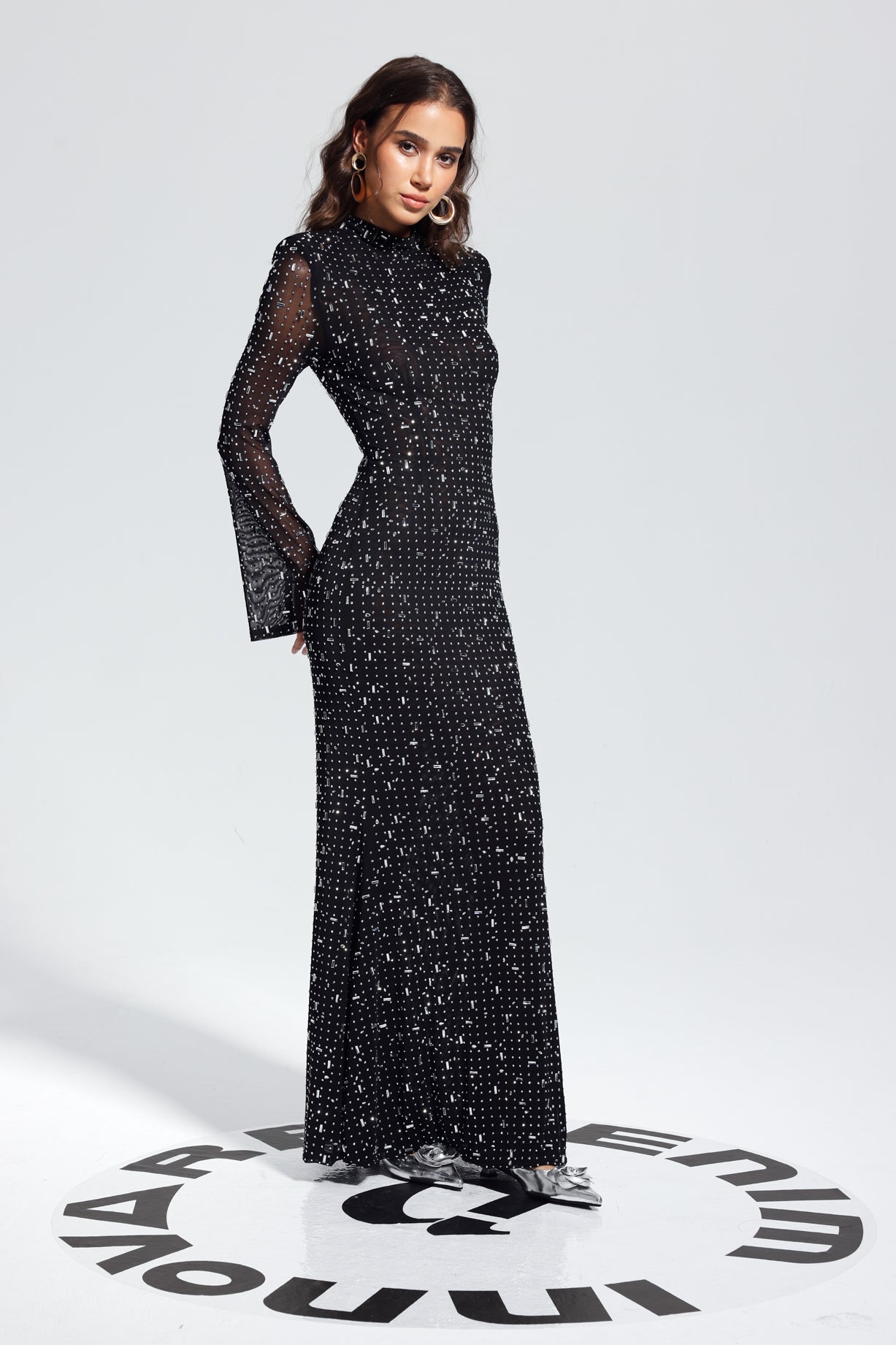 Andie Rhinestone Bodycon Long Sleeves Maxi Dress – Innovare Denim