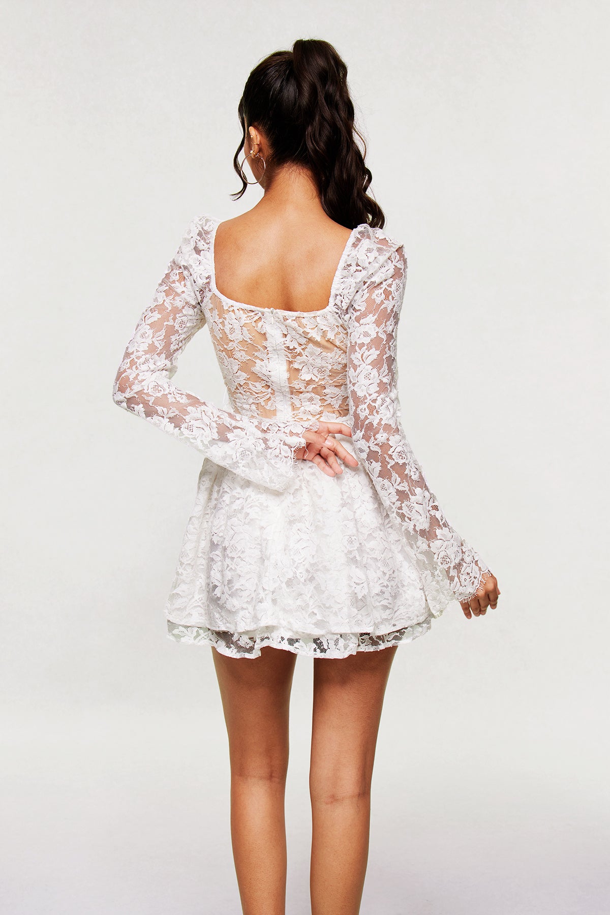 Aneko Lace Ruffle Mini Dress