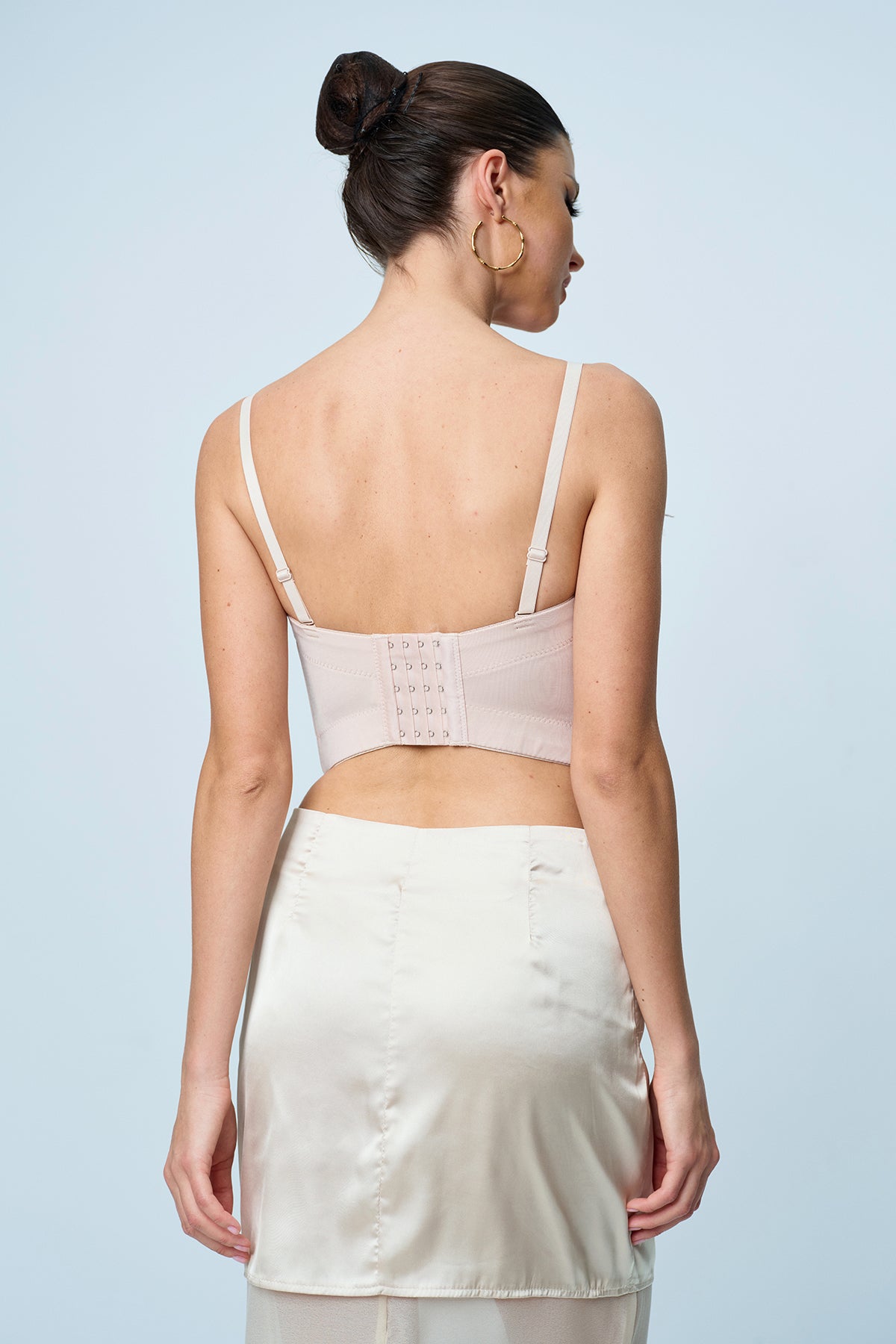 Anjali Flower Corset Spaghetti Top In Apricot