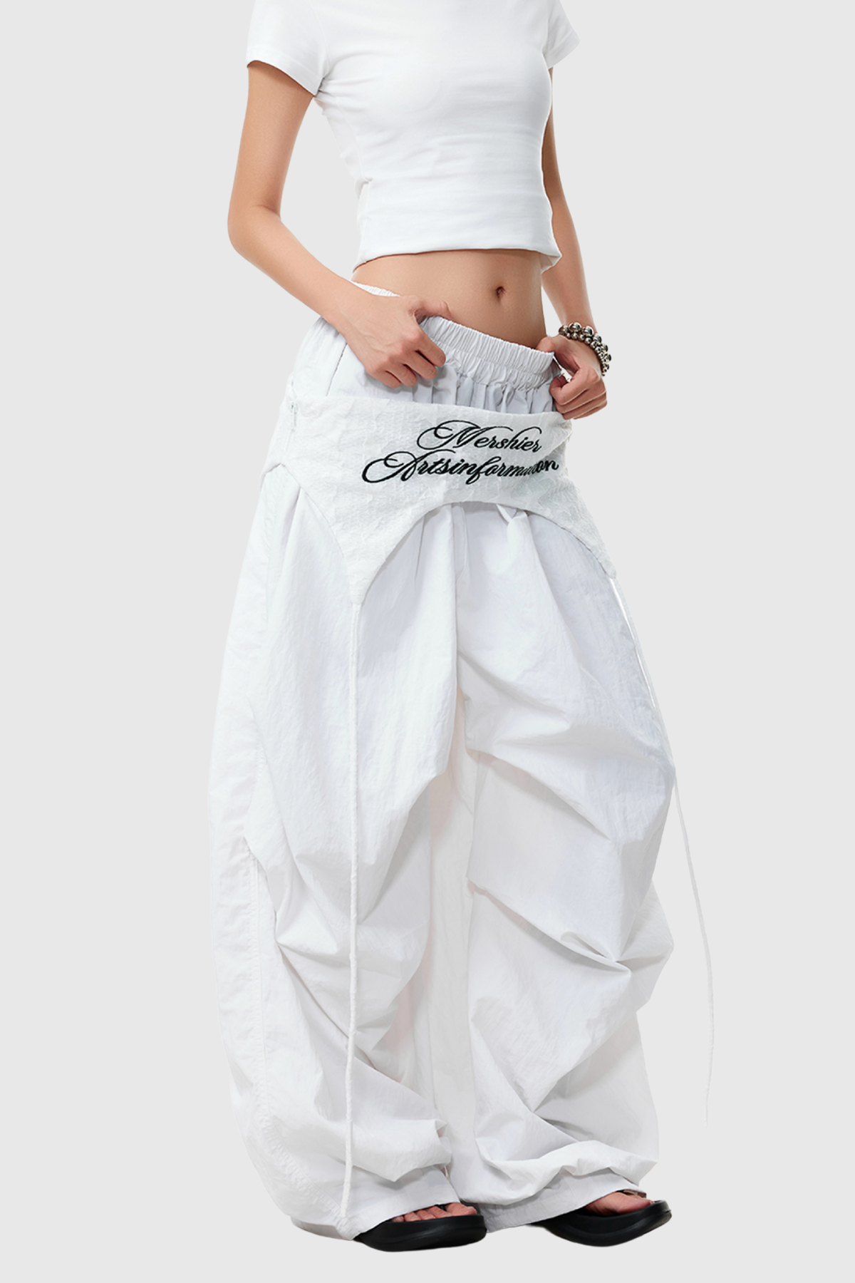 Anouk Asymmetric Deconstruct Barrel Pants In White