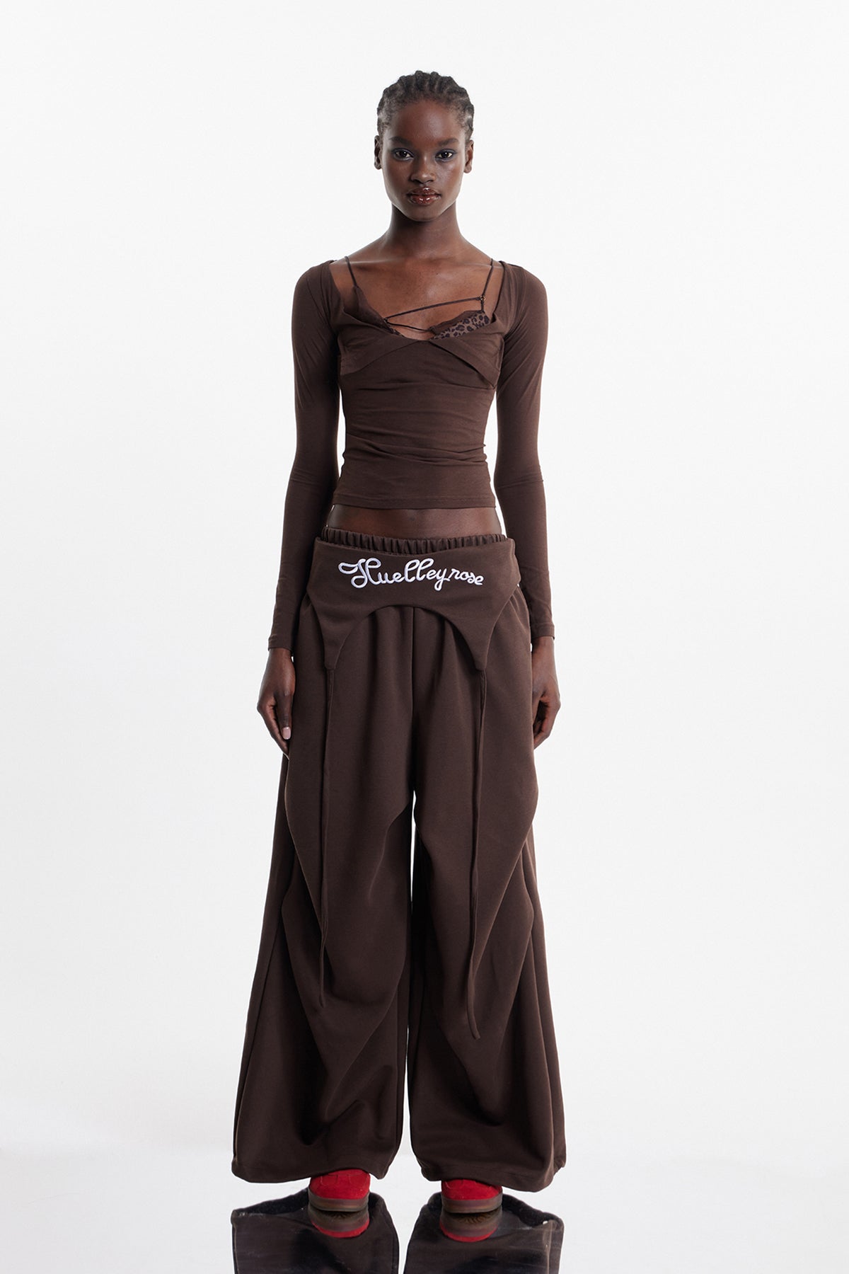 Anouk Print Wide Leg Pants In Brown