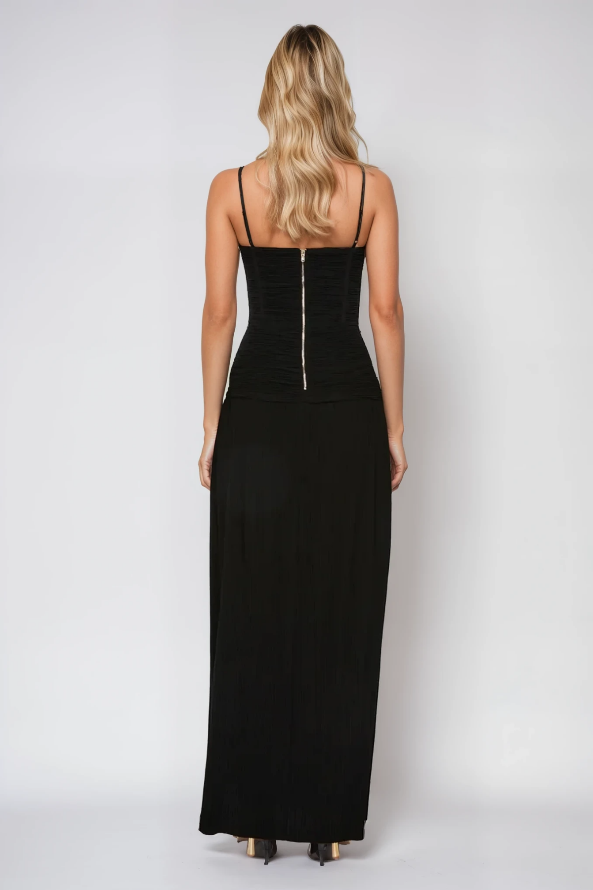 Anstey Ruch Split Spaghetti Maxi Dress In Black
