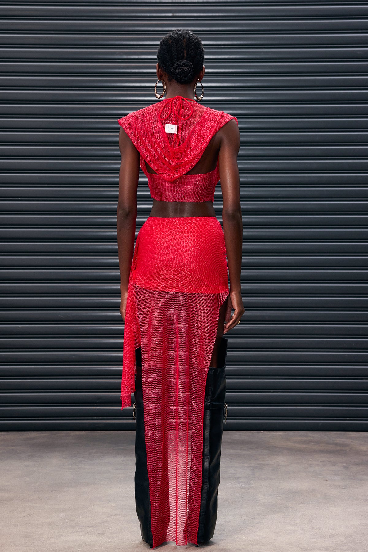 Anthony Mesh Hooded Ruch Skirt Set