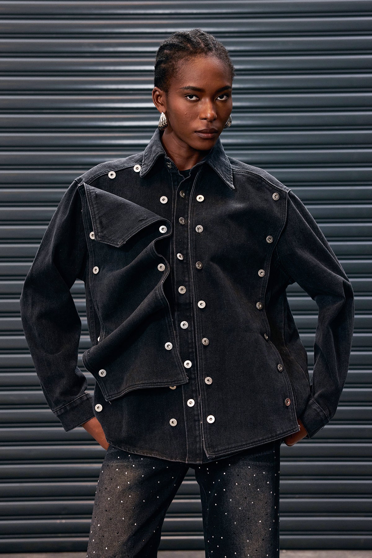 Antony Deconstruct Button Denim Jacket In Black