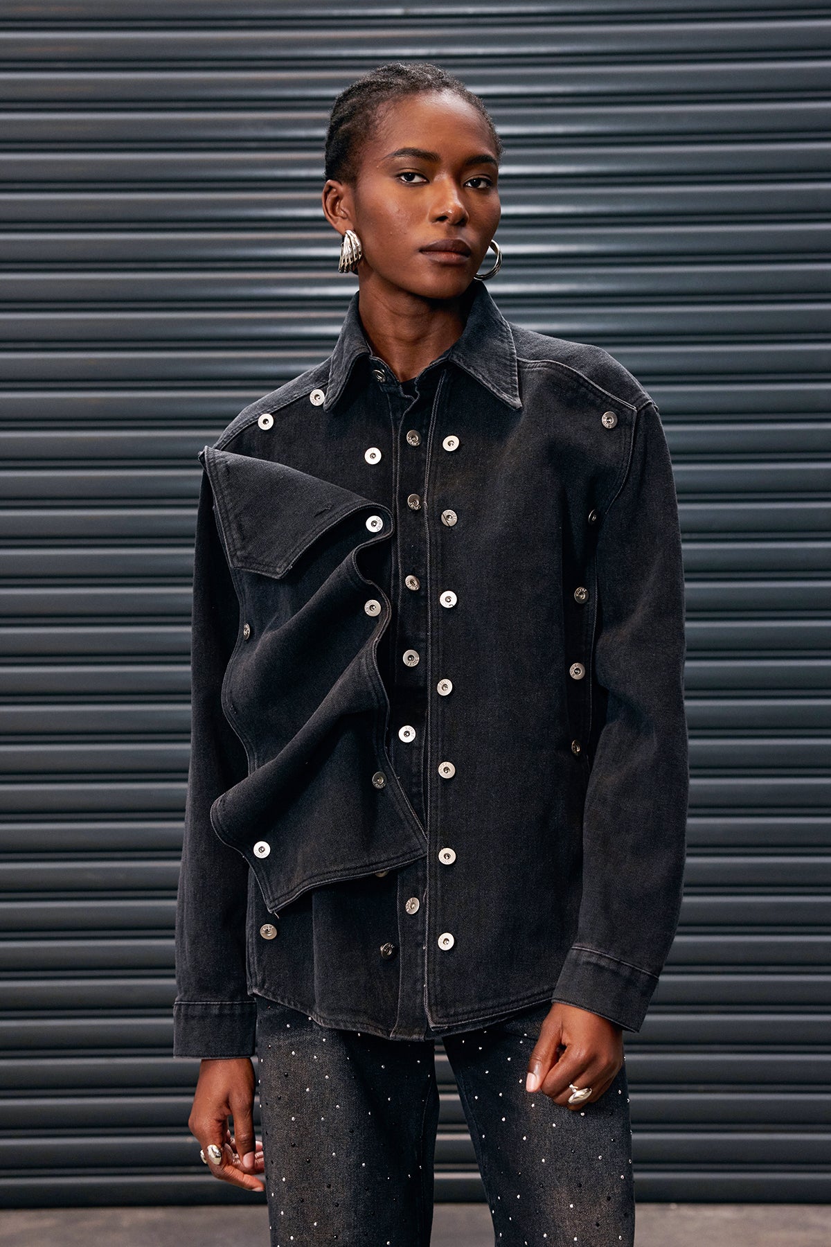 Antony Deconstruct Button Denim Jacket In Black