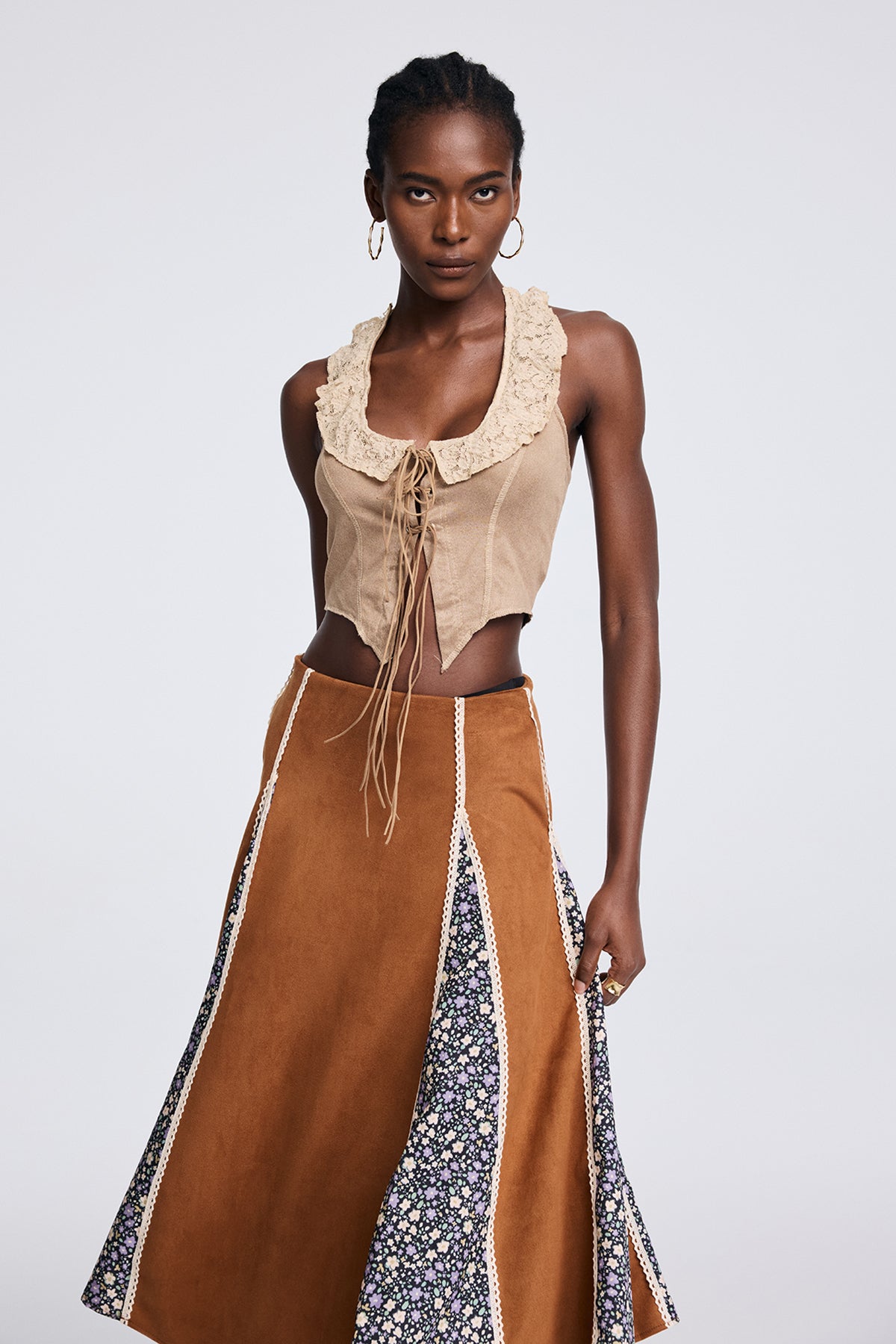 Aoki Suede Lace Lace Up Top