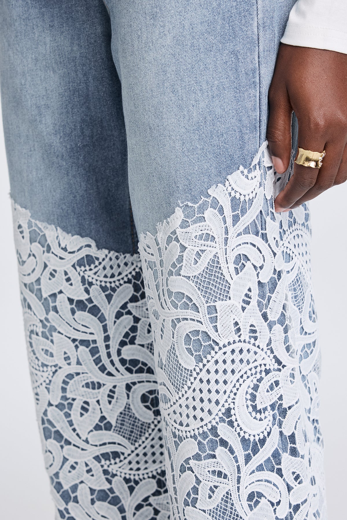 Apelles Lace Cutout Deconstruct Jeans