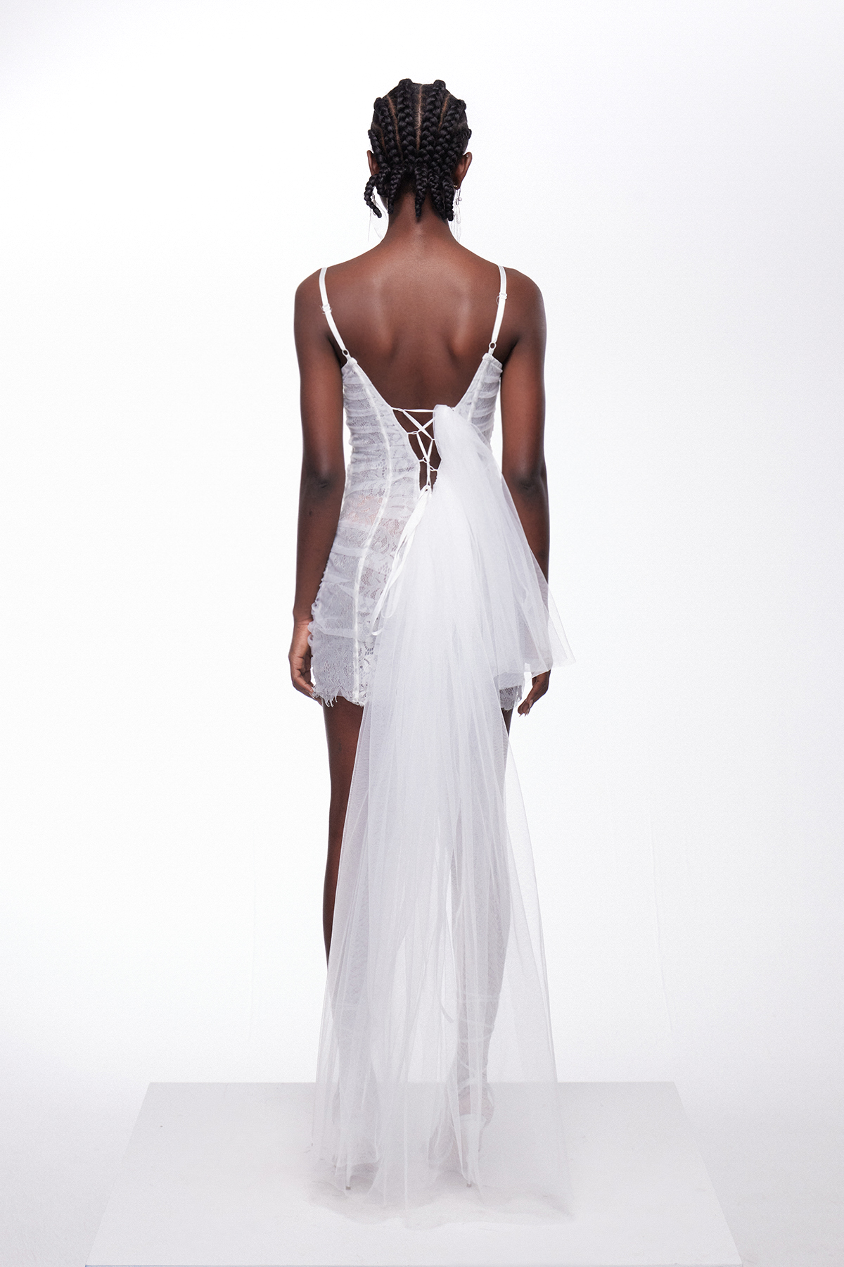 Apolinary Lace Corset Mesh Mini Dress