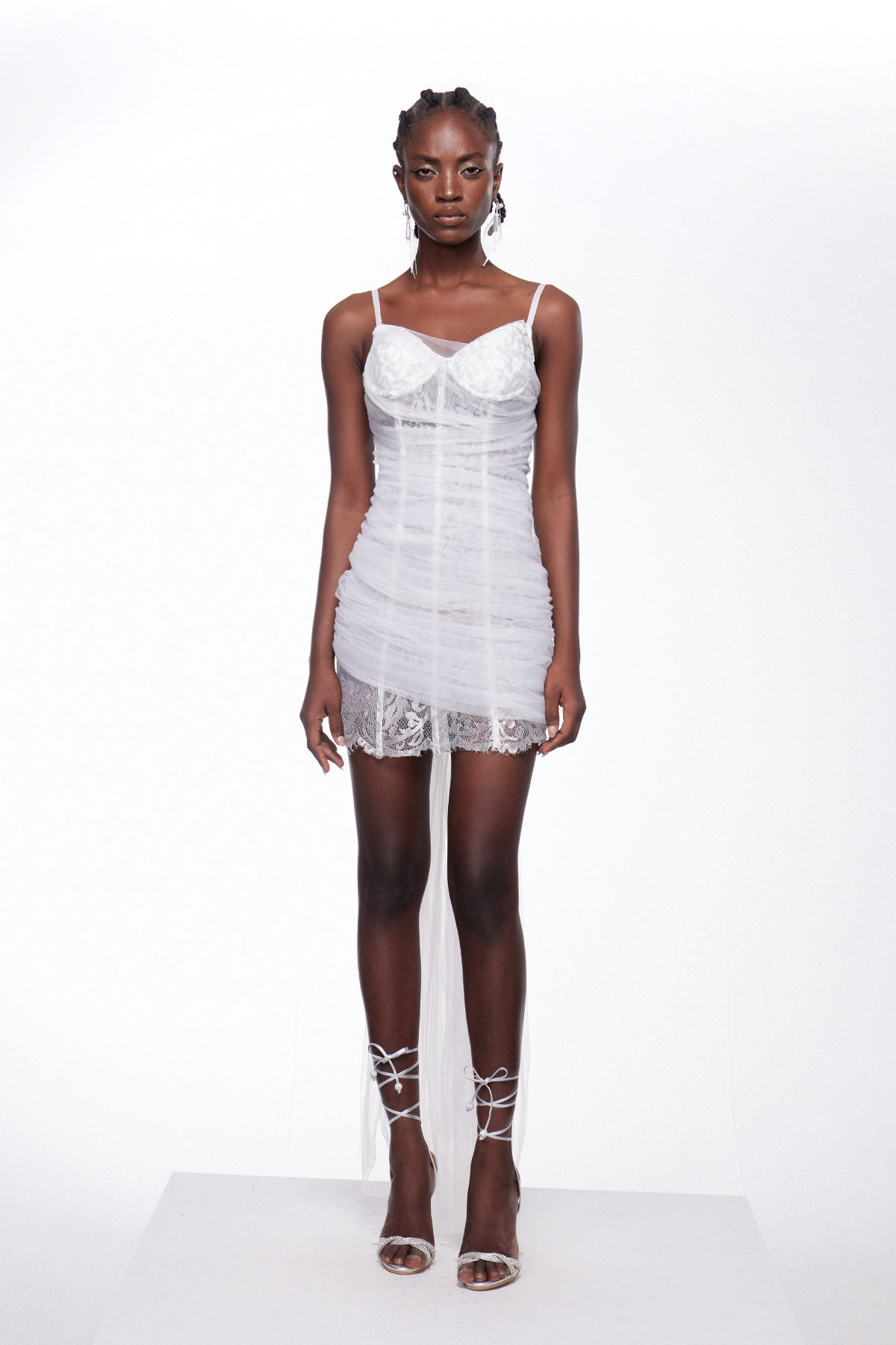 Apolinary Lace Corset Mesh Mini Dress