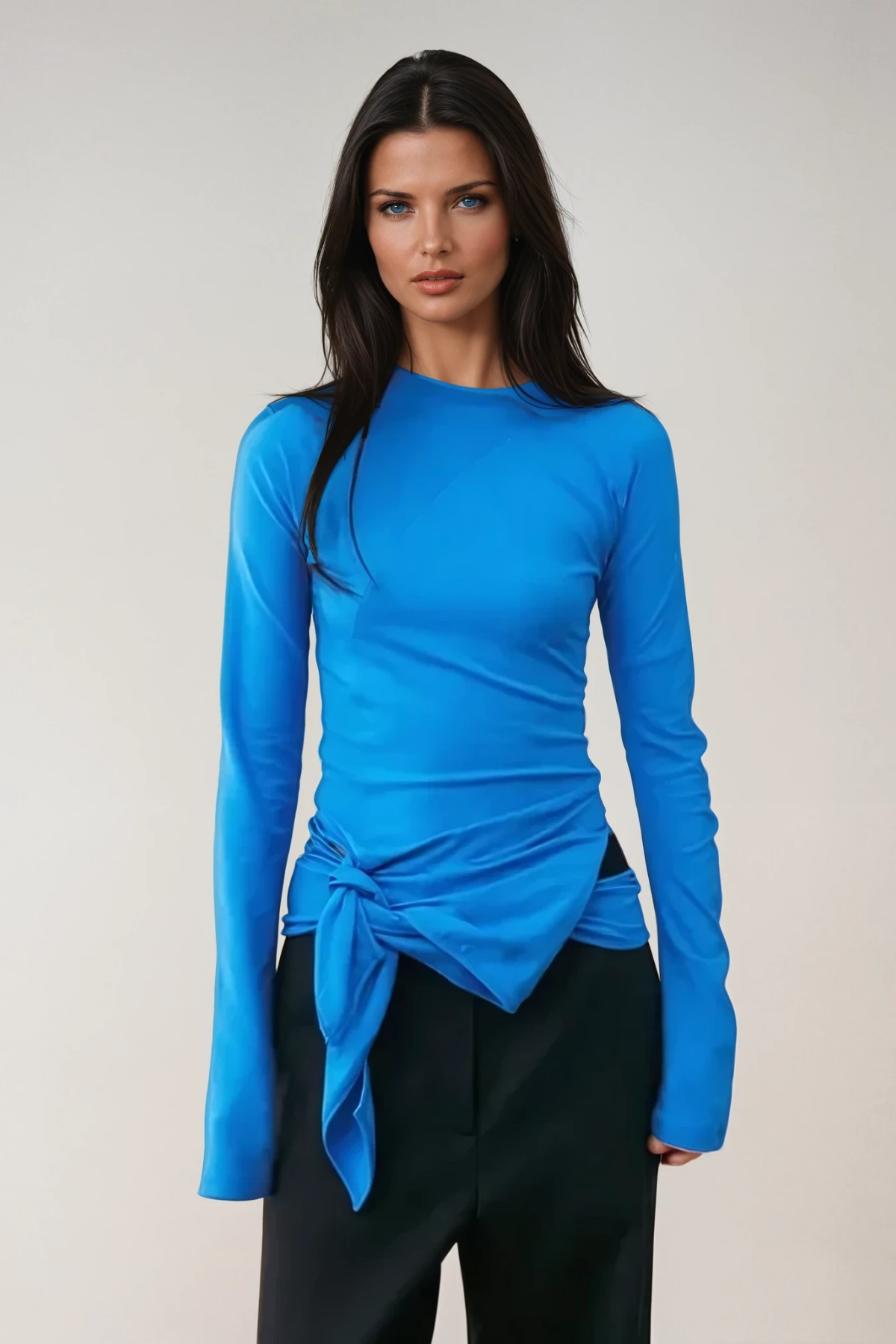 Apostolos Asymmetric Fringe Bodycon Top In Blue