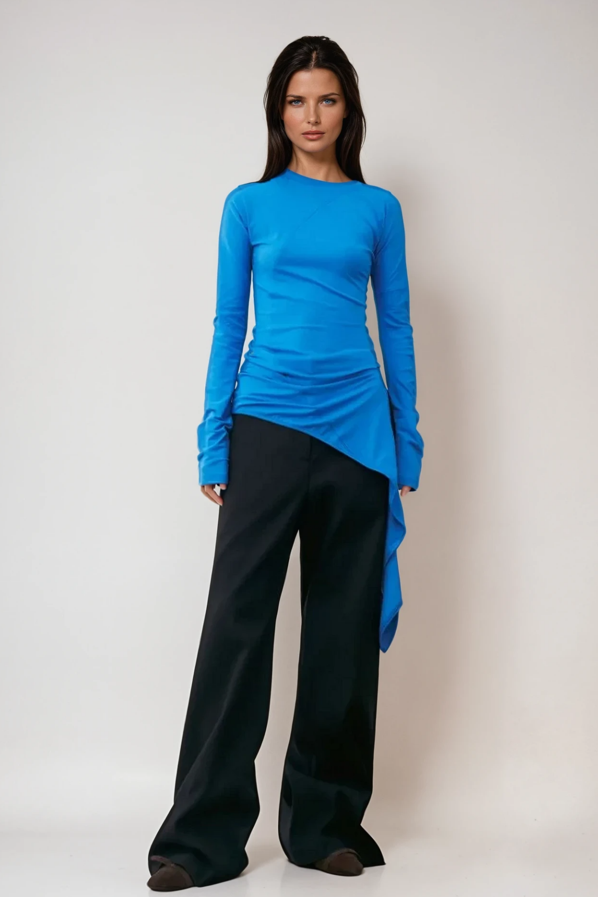 Apostolos Asymmetric Fringe Bodycon Top In Blue