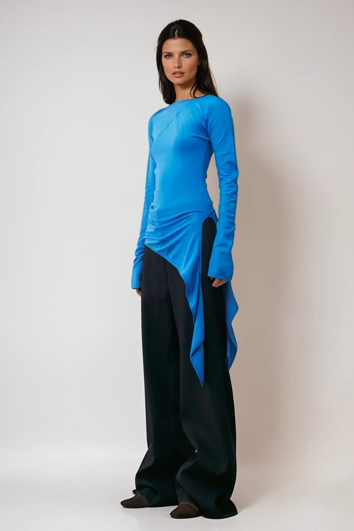 Apostolos Asymmetric Fringe Bodycon Top In Blue