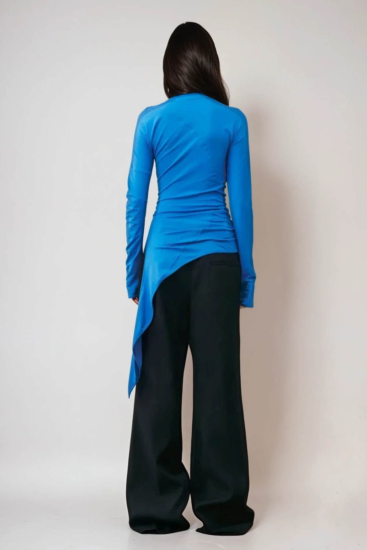 Apostolos Asymmetric Fringe Bodycon Top In Blue