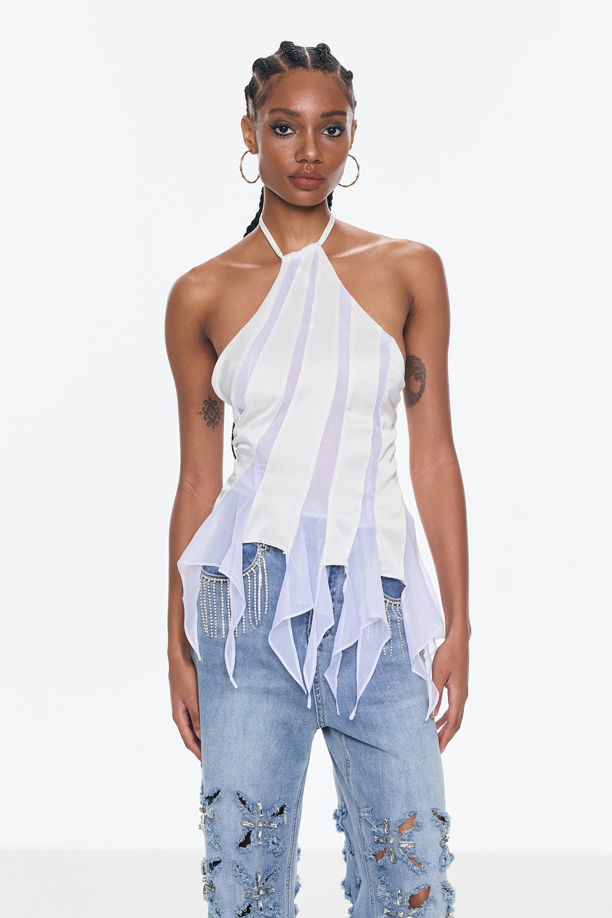 Aqualeo Halter Neck Satin Top