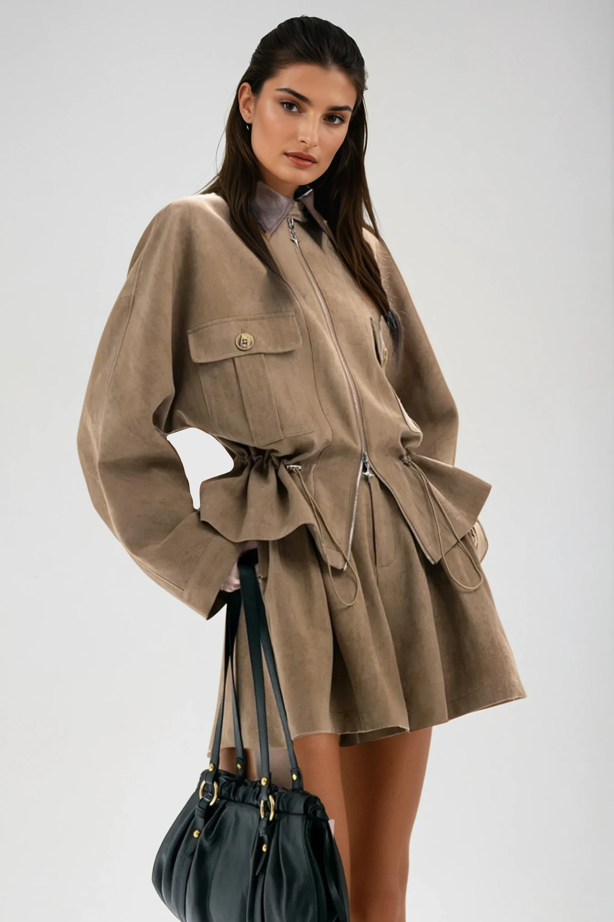 Aravinda Drawstring Ruch Ruffle Pants Set