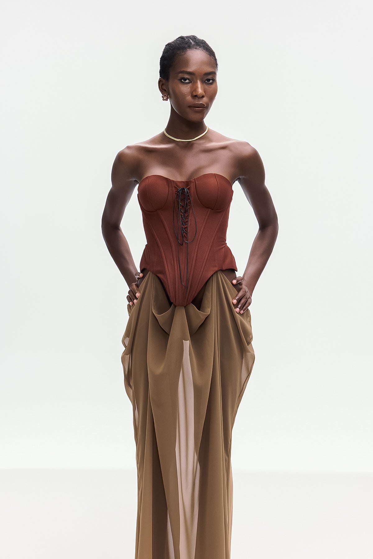 Ardelis Strapless Corset Lace Up Maxi Dress