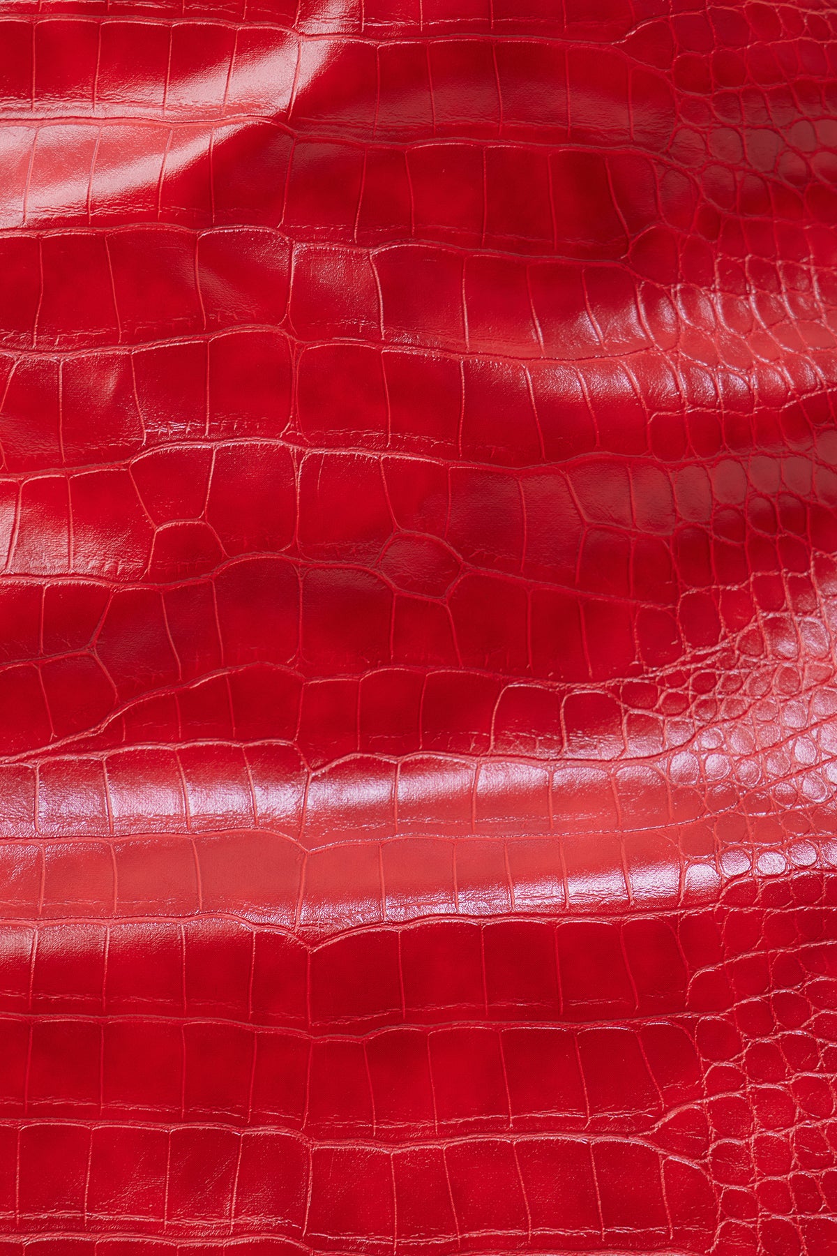 Ardin Crocodile Pattern Lace Leather Mini Dress