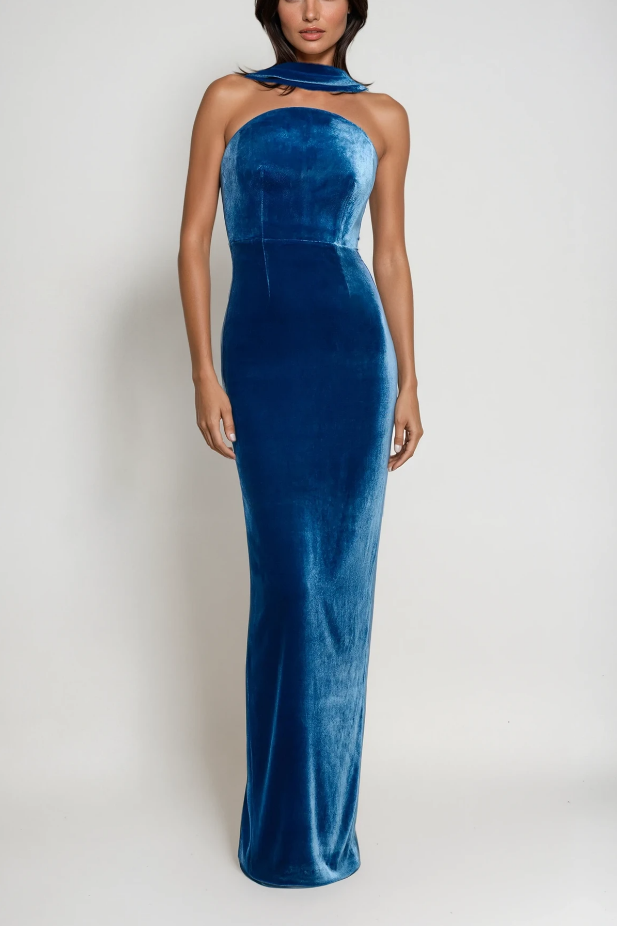 Argyro Ruch Backless Split Velvet Maxi Dress