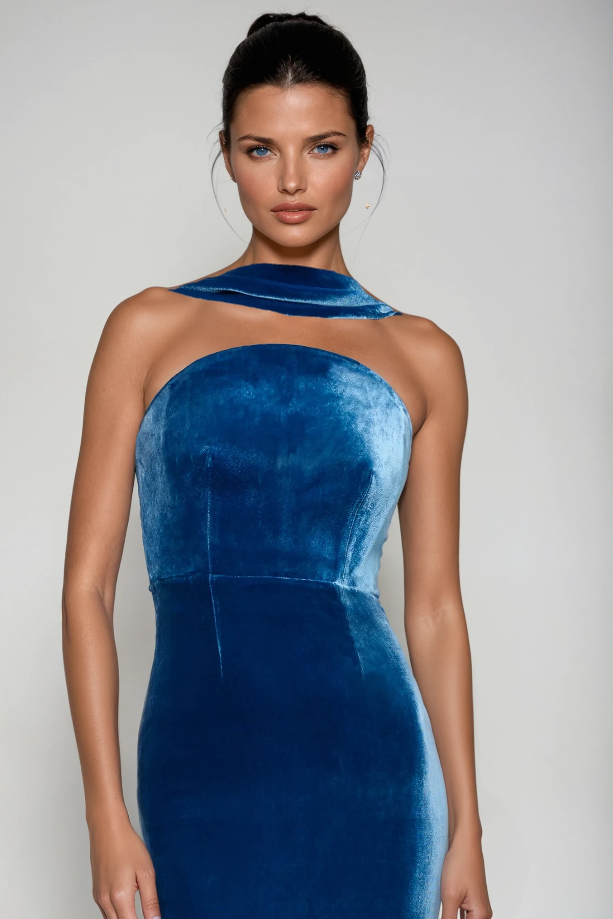 Argyro Ruch Backless Split Velvet Maxi Dress