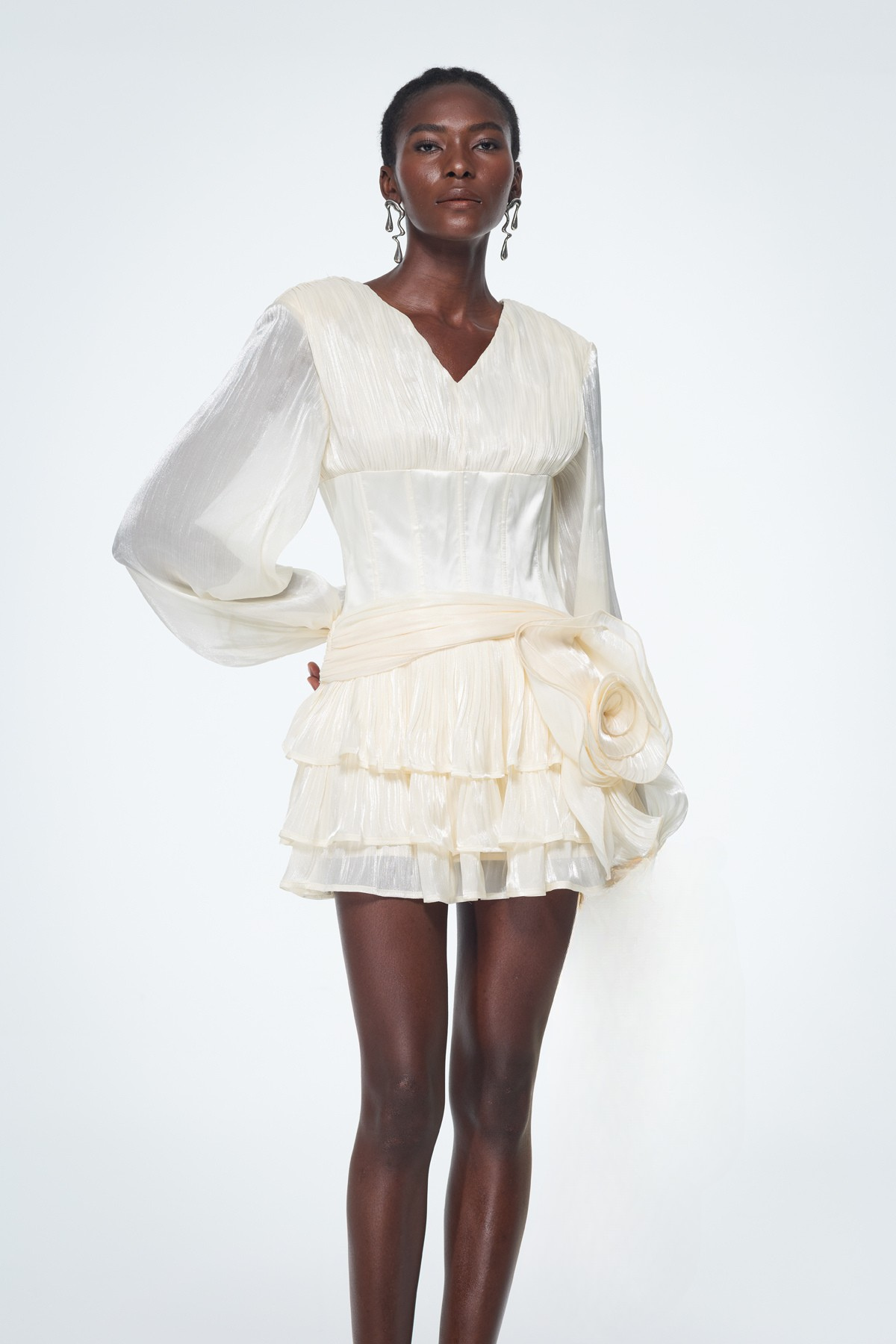 Baal Corset Flower Ruch Mini Dress