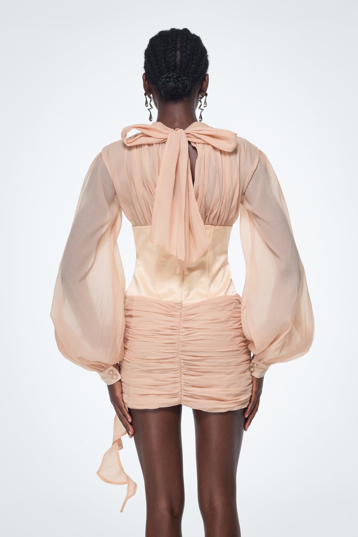 Baard Corset Mesh Flower Ruch Mini Dress