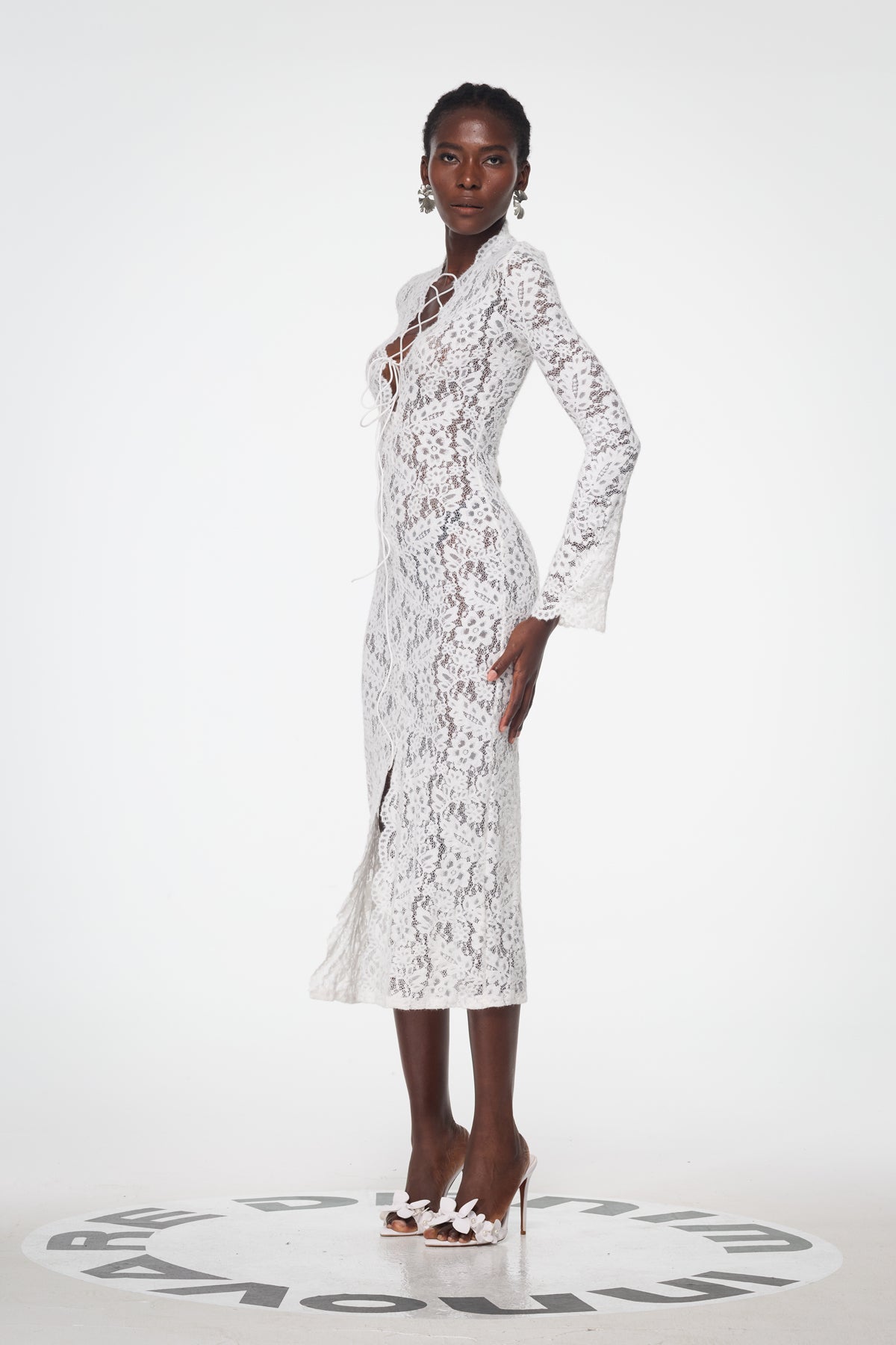 Babirye Plunge Lace Split Maxi Dress