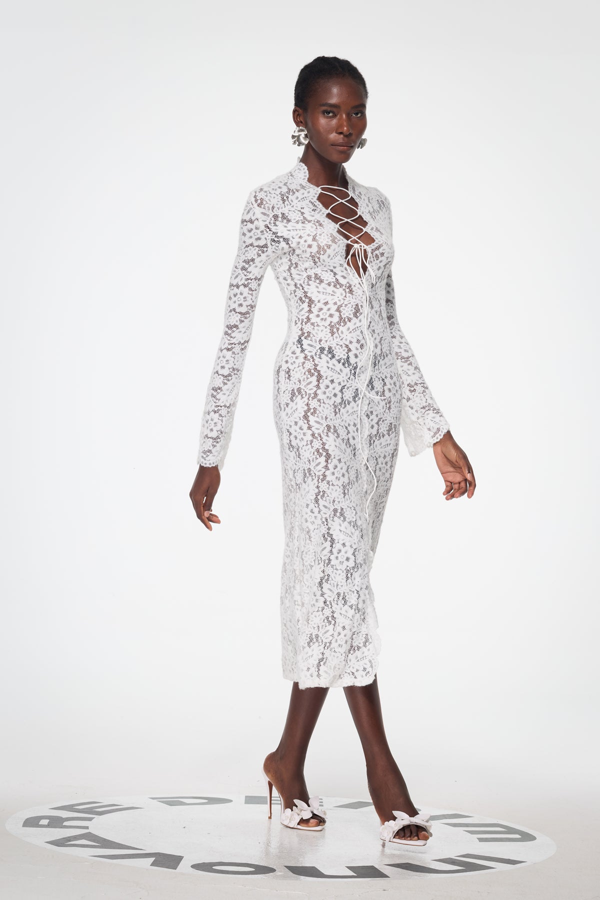 Babirye Plunge Lace Split Maxi Dress