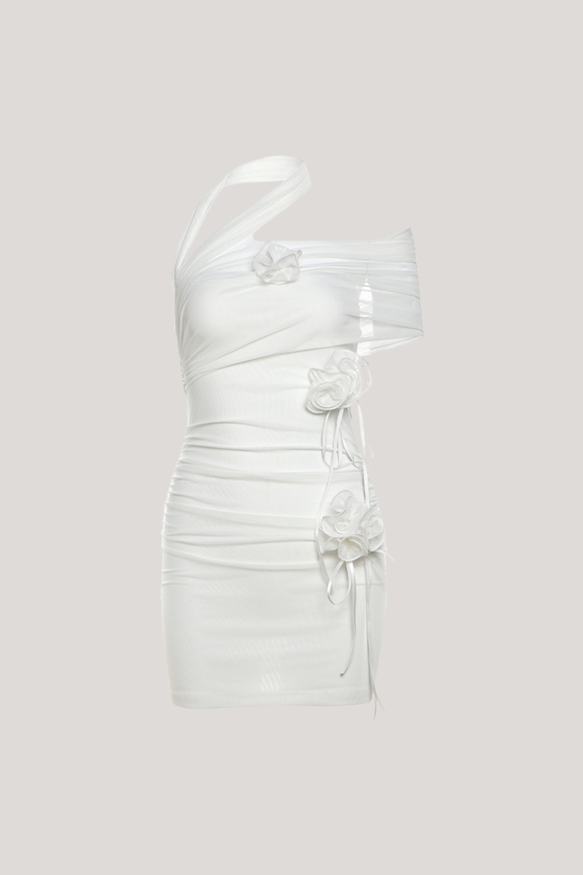 Babylas One Shoulder Flower Mini Dress